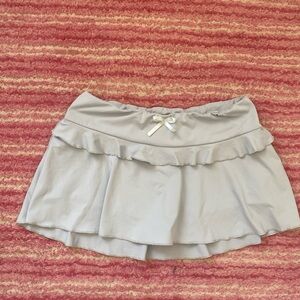 Edikted Cream Skater Mini Skirt with Ruffled Tie Front